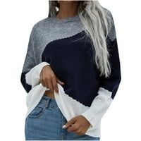 Vremenski džemperi za žene Trendi labav dugi rukav kaputičarski kapuljač CREW COMFORT fit pulover, sivo,