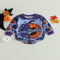 Sunost Halloween Baby Girls Boys Dukseri Romperi Pumpkin Flower Pismo Ispiši dugi rukav Tumpsuits Toddler