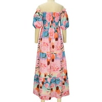 Diplomirana haljina za žene Ljeto Boho cvjetni print casual midi haljina s ramena nagnuta Flowy Line