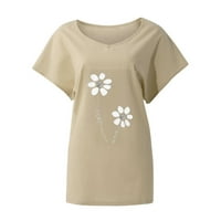 Pimfylm Womens T majice Grafički ženski kratki rukav majica scoop vrat TEE Vrijednost Junior plus veličine Khaki 2xl