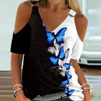 Ženska casual košulja Ljeto od ramena TOP V BluZA od pune boje TOP TOP majica kratkih rukava