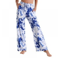 Žene Loose Pajama hlače Proljeće Ljeto Lounge pantalone Ispis dna ispisane strukske vučne struke Početna