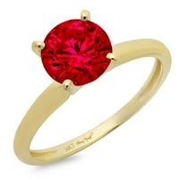 2.5ct okrugli rez crveni simulirani ruby ​​14k žuti zlatni godišnjički angažman prsten veličine 7.5