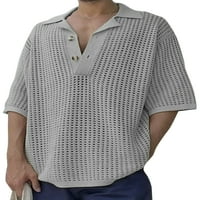 NIUER muški gornji rever navratnik pulover Puno boje majica pletiva za bluzu pola rukava majice Khaki