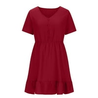 Zunfeo Ljetne haljine za žene - čvrste casual udobne haljine V izrez ruffles Line haljina Majčin dan