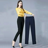 Ženske hlače High Squik džepovi od punog boja zadebljane ženske hlače jesenska zima solidna boja obloge
