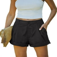 Yskkt ženske klasične hlače sa visokim strukom Ležerne prilike sažetosti Hlače s kratkim hlačama S-2XL