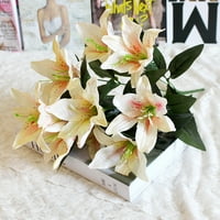 Huaai Heads Artificial Silk Lilies Flower Bridal Bouquet Bouquet Vjenčani ukras F F