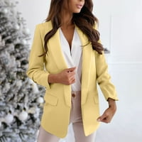 Ketyyh-Chn Ženske bluže ured Žene Business Solid Blazer Coats Yellow, XL