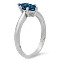 1CT Marquise Cut Prirodni London Blue Topaz 18K bijelo zlato Angažovane prstene veličine 10.5