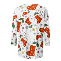 Rukav casual božićni top, božićne majice za žene srušeno casual novitety xmas stablo print rukave majice