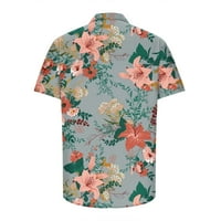 Uorcsa Comfort Beach Block Print Short rukav džep Havajii gumbe Mens majica Siva