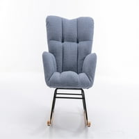 Tapacirana akcentna stolica za ljuljanje, fotelja za ljuljanje visokih leđa sa drvom i metalnom bazom,