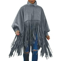 IOPQO Plus veličine za žene Žene Jesen i zimsko modno Ležerne prilike Custo Color Tassel bluza Turtleneck
