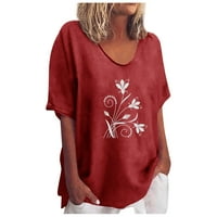 Žene modne ležerne ljetne vrhove tiskane majice kratkih rukava s puloverm okruglim vratom u neformalnim situacijama