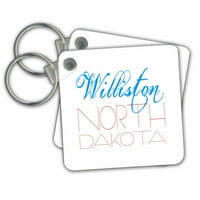 3Droza Elegantni stilski tekst Williston Sjeverna Dakota plave, crvene boje - ključni lanci, 2. po,