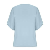 Modni ženski Ljetni V-izrez Čvrsti tri četvrtina rukava casual top bluza Spremanje uštede
