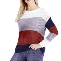 Ženska dugih rukava Crta s prugastom blokom u boji Ležerne prilike sa labavim pletenim pulover džemper