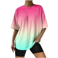 Thirts majice za žene Ležerne prilike sa labavim ljetnim bojama Gradient Majica O izrez majica kratkih
