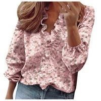 Ženski vrhovi bluza Grafički otisci kratkih rukava Ležerne dame Ljeto V-izrez Modni ružičasti 2xl