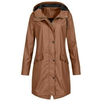 Dyfzdhu kišne jakne Žene pune boje dugih rukava s kapuljačom Vodootporni vjetar plus veličine Trenchcoat