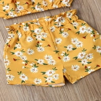 CODUOP TODDLER Djevojka za bebe Ljetna odjeća bez rukava s rukavima Cvjetni remen gornje kratke hlače