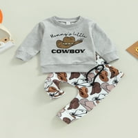 Western Baby Boy odjeća kravlje duksere za tisak Top hlače postavljaju dječak za mali pad zimskih odijela