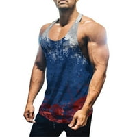 OAVQHLG3B MENS majica američke majice zastava Summer 3D digitalni print Thange bez rukava TOP Ležerna