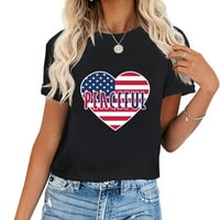 Ženska majica mirna SAD Oblik srca Američka zastava Slatka ženska vintage grafički tee za zabavu i poklon