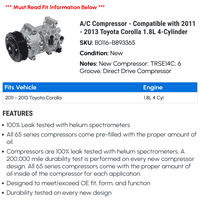 C Kompresor - kompatibilan sa - Toyota Corolla 1.8L 4-cilindar 2012