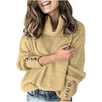 HFYIHGF ženski povremeni turtleneck džemper pulover zimski osnovni dugi rukav ugodan pleteni džemper