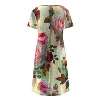 Sayhi haljine za čišćenje za žene Ležerne prilike cvjetno voće Print Deep V kratki rukav Slim Fit Dužina