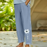 Hanas hlače posteljine za žene za žene Ležerne prilike na plaži Ležerne elastične struke Ljetne pantalone