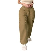 Huakaishijie Ženske teretne traperice High Squik Ravne povremene teretne hlače Joggers Dukseri pantalone