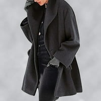 Ženski kaput od ovratnika od šala elegantne mješavine kaputa dugačke kapute jakne