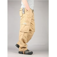 Caveitl Sportske hlače za muškarce, muške teretne pantalone Slim Multi džep ravne pantalone na otvorenom