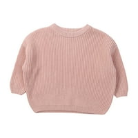 Nokpsedcb jesen zima toplo odijelo Djevojčica slatka dugi rukava pletena džemper pulover TOP PINK 4-