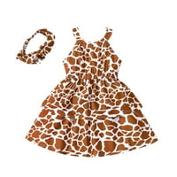 Rovga casual haljine za djevojke Ljeto Leopard bez rukava Print princeze haljina plesnih haljina haljina
