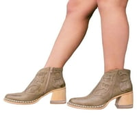 Lacyhop Ženska haljina Boot bode zip čizme Chunky Heel gležnjače partne cipele s visokim potpeticama