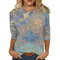 Ženski ljetni rukavi Knosfes Ležerni grafički grafički grafički vrat T majice s