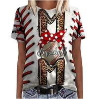 UUBLIK Womens Baseball Print T-majice Kratki rukav Mama majice Cheetah mama Grafičke teže