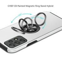 Za Samsung Galaxy A 5G hibridni stupnjeva za rotirajući metal Nevidljivi držač prstenastih držača FIT magnetskog auto planiranja Slim poklopca, XPM futrola za telefon [srebrna]