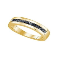 10kt žuto zlato mens okrugla crna boja Poboljšani dijamantski vjenčani prsten CTTW