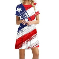 Farstey Ženska dana za neovisnost plus veličina Američka zastava Ispis Tunic Fit sandress crew vrat