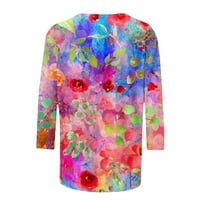 pbnbp ombre kravata majica za rukave ženske casual vintage cvjetni vrat Crt Dressy bluze izlaze na vrhu
