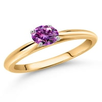 Gem Stone King 10k Žuto zlato Fancy Purple Zirconia Solitaire Angažman prsten za žene