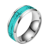 LI HB Trgovine Elektrokardiogram od nehrđajućeg čelika Sjajni prsten Creative Love Par prsten zvona