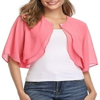 Avamo Women Tunnic bluza Polupansion Majica Solies Šifonske vrhove Ladies Shawl Tee Radna majica Pink