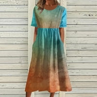 Clearsance Ljetne haljine za žene Srednja dužina Slobodno vrijeme od tiskanog kratkih rukava A-line