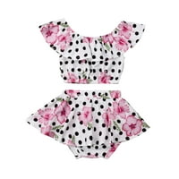 Canrulo Toddler Baby Girls Ljetna odjeća cvijeće Dot vrhovi kroja za kratke hlače Outfits set ružičaste